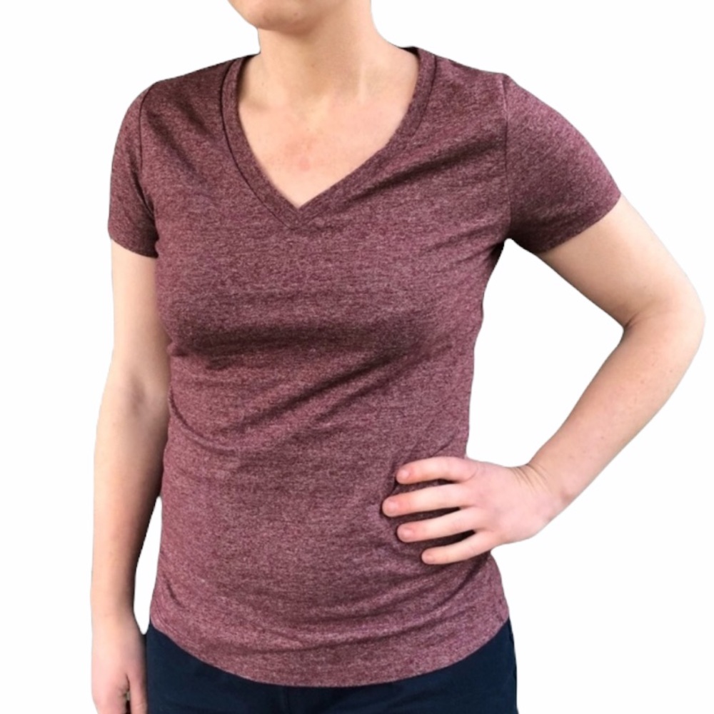PAIR Mossimo Maroon Marl Short Sleeve V-Neck Tees